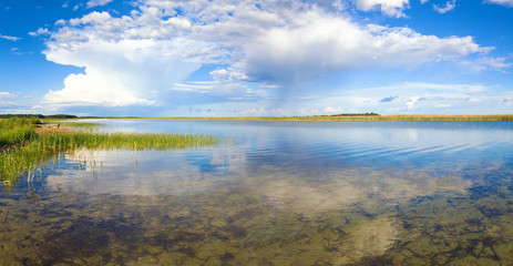 Summer lake panorama.