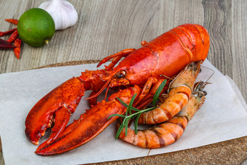 Lobster and shrimps