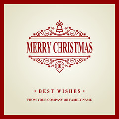 Happy new year message. Merry Christmas holidays wish. Greeting card, invitation, brochure, flyer design and vintage ornament decoration. Christmas retro typographic Christmas tree Vector illustration