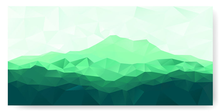 Triangle background with green mountain
