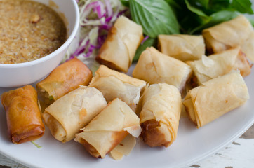 Fried Chinese Traditional Spring rolls food
