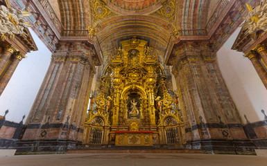 Fototapeta na wymiar Rich interior of San Martin Pinario in Santiago de Compostela