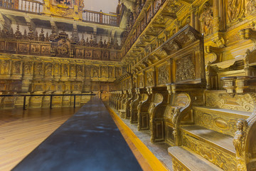Rich interior of San Martin Pinario in Santiago de Compostela