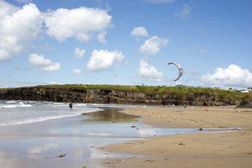 lone kite surfer getting ready