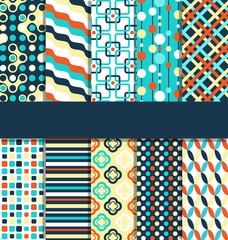 Seamless geometric bright contrast abstract patterns