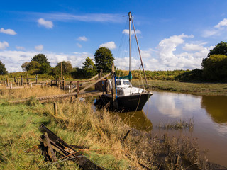 Thornton Cleveleys, Lancashire, UK. 15th September 2015. Boats at Skippool Creek at High Tide