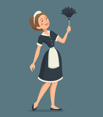 Smiling Cleaning Woman Illustration 