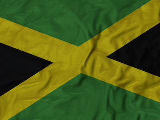 Closeup of ruffled Jamaica flag
