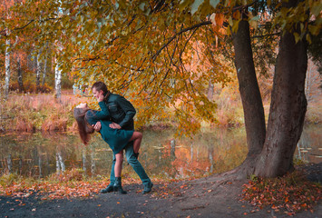 Fototapeta premium Beautiful couple in the park.