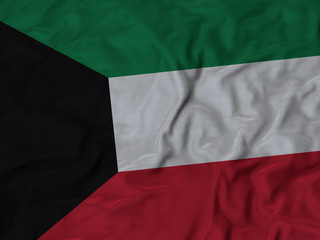 Closeup of ruffled Kuwait flag,Ruffled flag background.