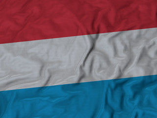 Closeup of ruffled Luxembourg flag,Ruffled flag background.