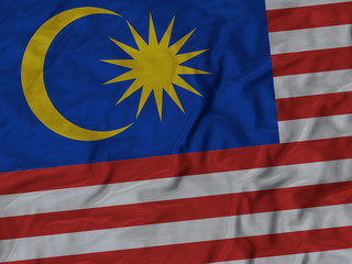 Closeup of ruffled Malaysia flag,Ruffled flag background.