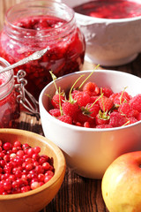 Raspberries, cranberry, apple jam