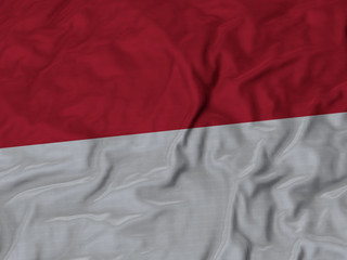 Closeup of ruffled Monaco flag,Ruffled flag background.