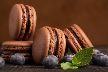 Pile of chocolate macaroons