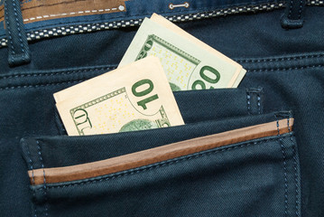 U.S. dollars in the back jeans pocket