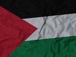 Closeup of ruffled Palestine flag,Ruffled flag background.