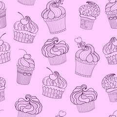 vector  cupcake seamless pattern