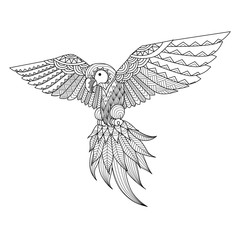 Hand drawn zentangle parrot for coloring book,tattoo,shirt design, logo and so on © Somjai King