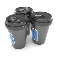 Three paper coffee cups