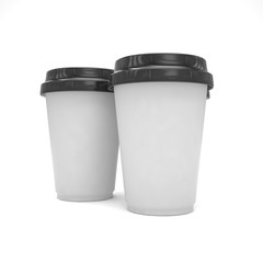Three paper coffee cups