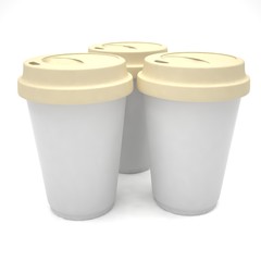 Three paper coffee cups