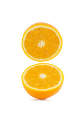 Fresh half orange on white background