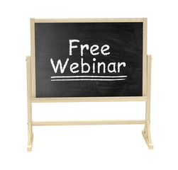 Fototapeta premium Free Webinar concept. Blackboard, chalkboard isolated on white