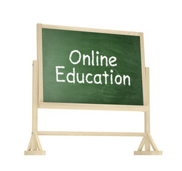 Online education concept. Blackboard, chalkboard isolated on