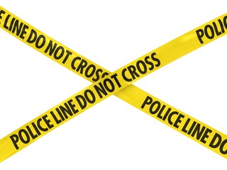 Yellow Police Line Do Not Cross Barrier Tape Cross