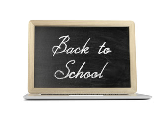Obraz premium Laptop with chalkboard, back to school, education concept