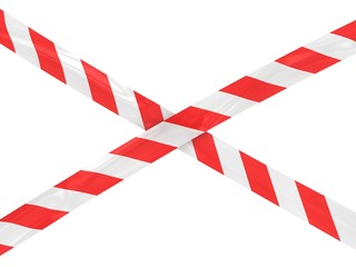 Fototapeta premium Red and White Striped Barrier Tape Cross