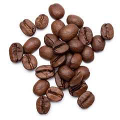 roasted coffee beans isolated in white background cutout