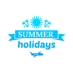 Summer sign, retro typography, sea and beach logo