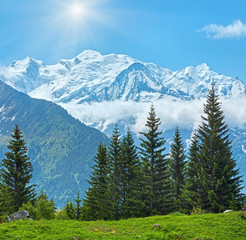 Mont Blanc mountain massif (view from Plaine Joux outskirts)