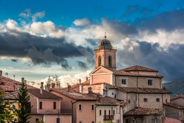 Wonderful sunset over the small town, Umbria, Italy