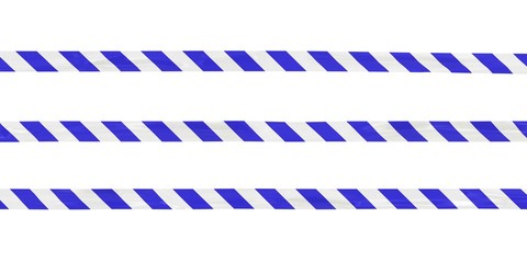 Blue and White Striped Barrier Tape Lines Isolated on White