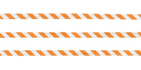 Orange and White Striped Barrier Tape Lines Isolated on White
