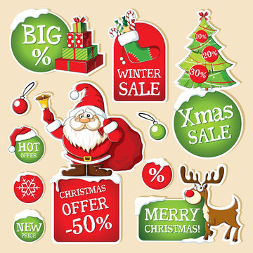 Set Of Christmas Price Tags 