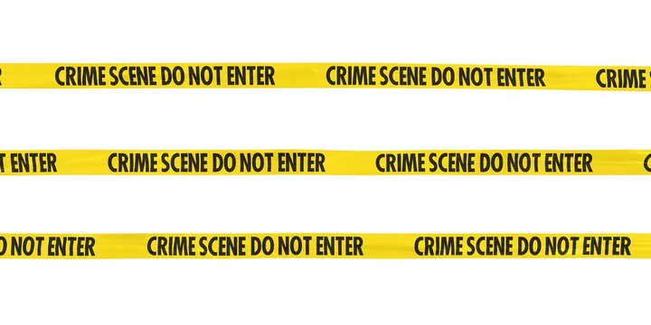 Crime Scene Do Not Enter Tape Lines Isolated on White