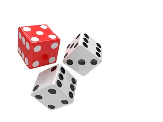 three dices on white