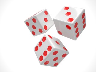 three dices on white