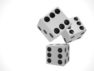 three dices on white