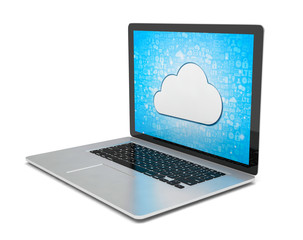 3d rendering of a laptop with cloud concept
