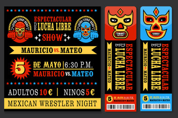 Mexican wrestler set. Lucha Libre - obrazy, fototapety, plakaty