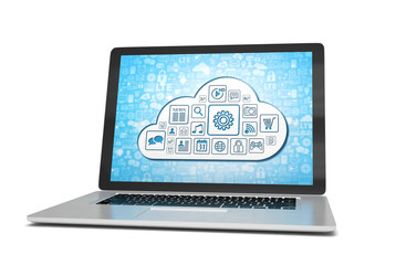 3d rendering of a laptop with cloud concept