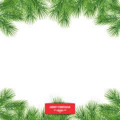 Fototapeta na wymiar Christmas tree branches decorative border.
