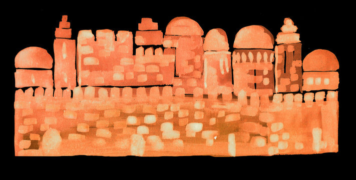Ancient Town,Old City,Illustration,Sketch