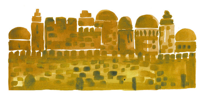 Ancient Town,Old City,Illustration,Sketch