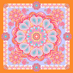 Vector design with abstract hand drawn pattern with decorative element. Template design for card or shawl.
